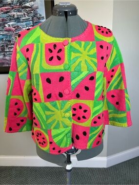 Michael Simon M Watermelon Sweater Cardigan Bright And Cheery